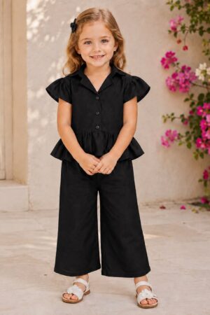 Girls Premium Black Cotton Top – Casual Summer Wear