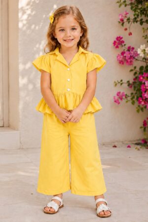 Girls Premium Yellow Cotton Top – Casual Summer Wear