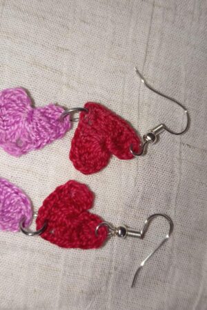 Crochet Heart Dangle Earrings