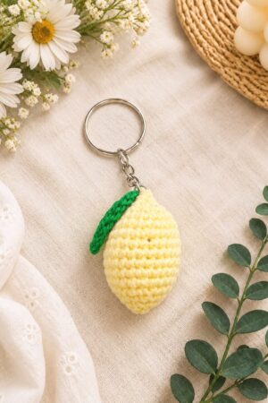 Crochet Lemon Keychain