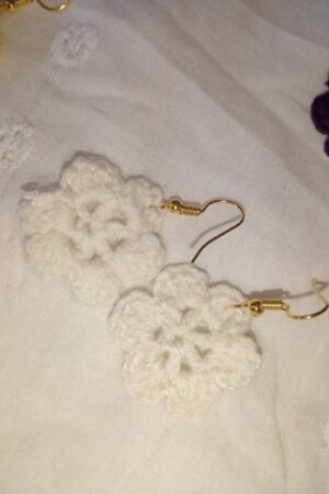 Snow Blossom Crochet Earrings