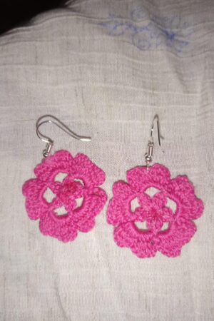 Rosy Bloom Crochet Earrings