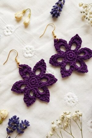 Lavender Bloom Crochet Earrings